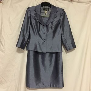 Petite Alex Evenings blue suit and skirt set sz 4P